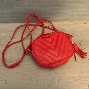 Red Faux Leather Crossbody Bag Purse 7x5x2.5 Like New